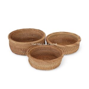 3-Piece Rattan Tray Set