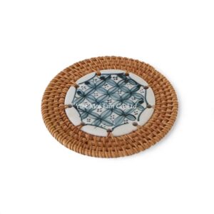 Artistic Ceramic Rattan Coaster