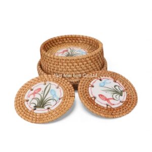 Artistic Rattan Coaster Set