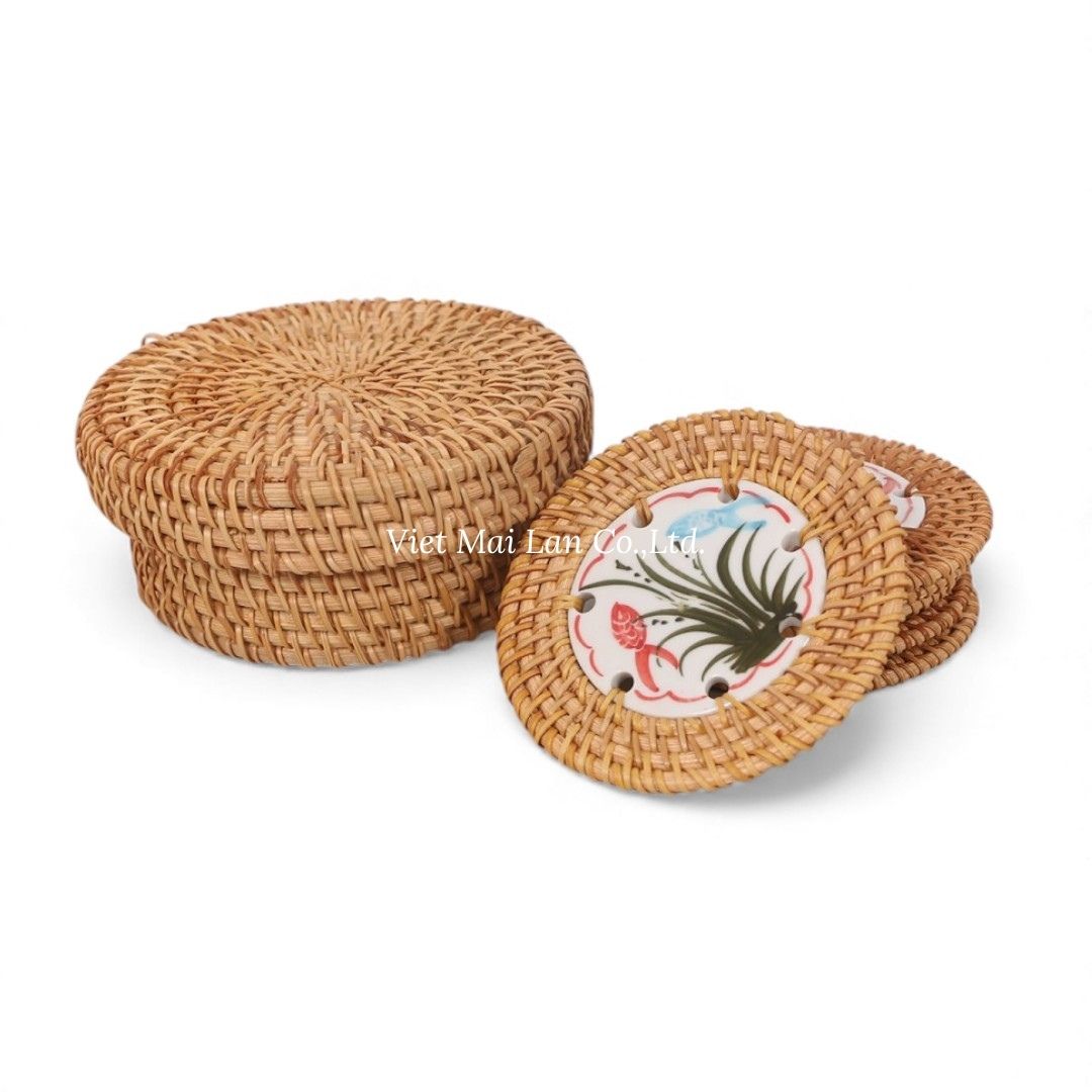 Artistic Rattan Coaster Set