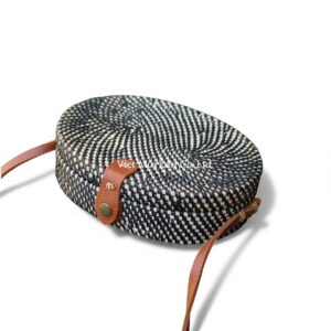 Black Oval Rattan Bag