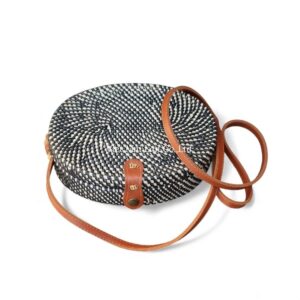Black Oval Rattan Bag
