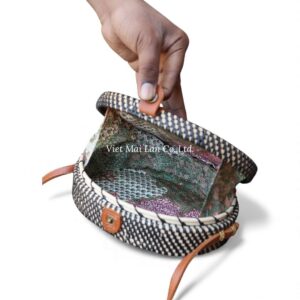 Black Oval Rattan Bag