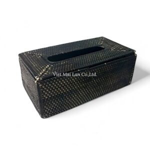 Black Rectangular Rattan Tissue Box