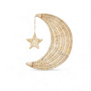 Boho Moon Rattan Kids Wall Decor