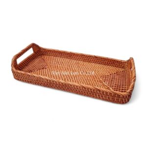 Brown Rectangular Rattan Tray