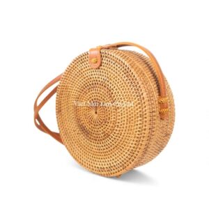 Brown Round Rattan Bag