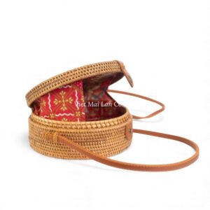 Brown Round Rattan Bag