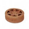 Brown Round Rattan Box