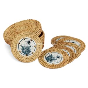 Ceramic Rattan Coaster Set