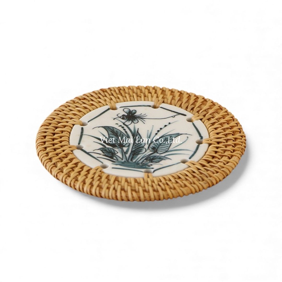 Ceramic Rattan Coaster Set
