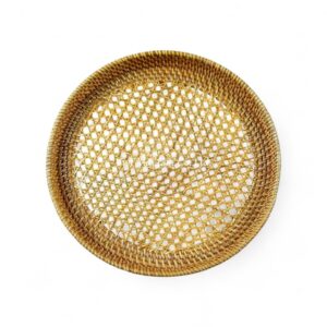Classic Brown Round Rattan Tray