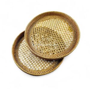 Classic Brown Round Rattan Tray