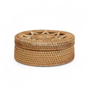 Coastal Round Rattan Box
