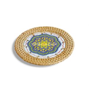 Colorful Ceramic Rattan Coaster