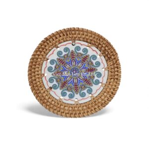 Colorful Rattan Coaster with Ceramic