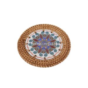 Colorful Rattan Coaster with Ceramic