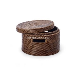 Dark Brown Jewelry Rattan Box