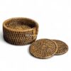 Dark Brown Rattan Coaster Set