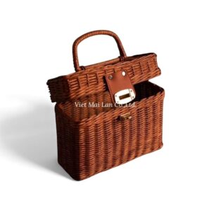 Dark Brown Rattan Handbag