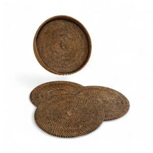 Dark Brown Rattan Placemat Set