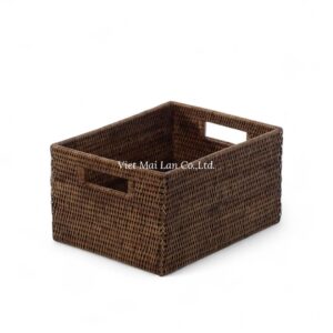 Dark Brown Rattan Storage Basket