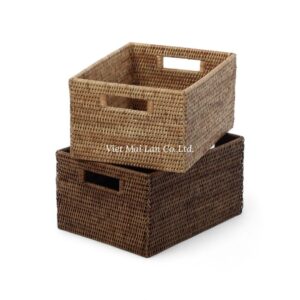 Dark Brown Rattan Storage Basket