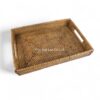 Dark Brown Rattan Tray with Handles