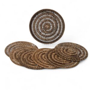 Dark Brown Round Rattan Placemat