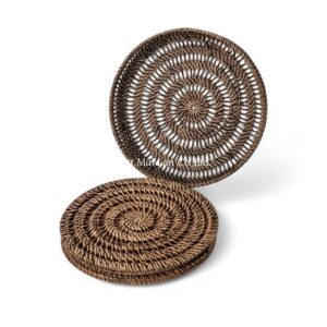 Dark Brown Round Rattan Placemat