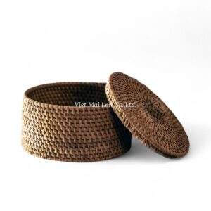 Dark Brown Small Rattan Box