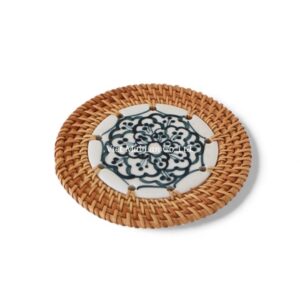 Decorative Ceramic Rattan Coaster