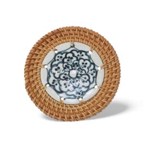 Decorative Ceramic Rattan Coaster