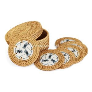 Dragonfly Rattan Coaster Set
