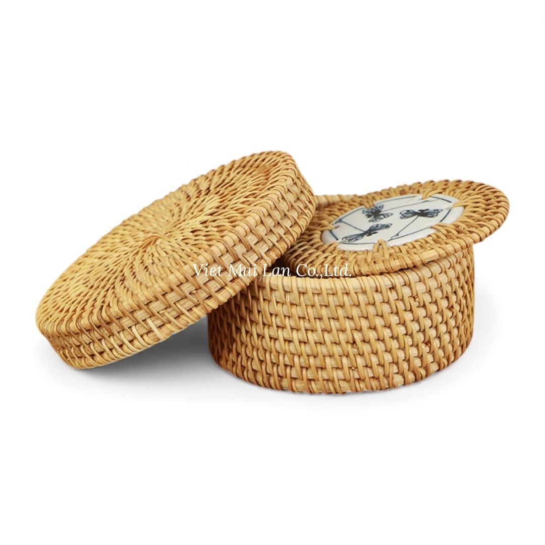 Dragonfly Rattan Coaster Set