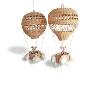 Dreamy Hot Air Balloon Rattan Kids Wall Decor