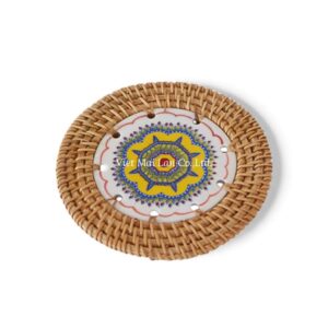 Elegant Ceramic Rattan Coaster