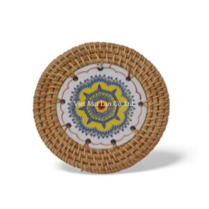 Elegant Ceramic Rattan Coaster