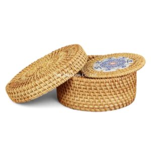 Elegant Rattan Coaster Set