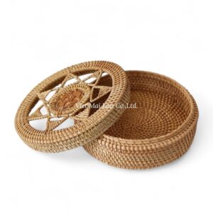Elegant Round Rattan Box