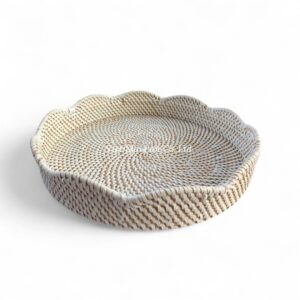 Elegant Wavy Rattan Tray Set