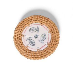 Fish Ceramic Rattan Coaster