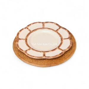 Floral Rattan Charger Plate