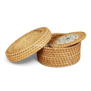 Floral Rattan Coaster Set