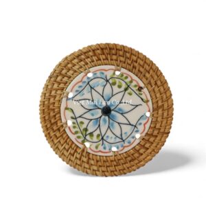 Floral Rattan Coaster with Ceramic