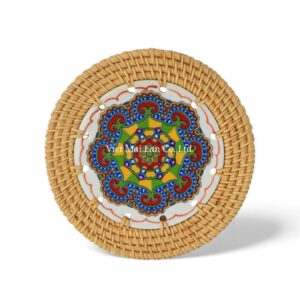 Floral Rattan Coaster with Ceramic