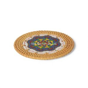 Floral Rattan Coaster with Ceramic