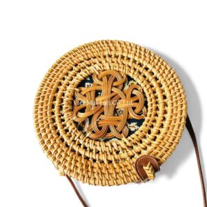 Floral Round Rattan Bag