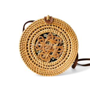 Floral Round Rattan Bag
