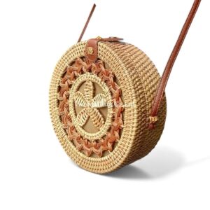 Flower Pattern Rattan Bag